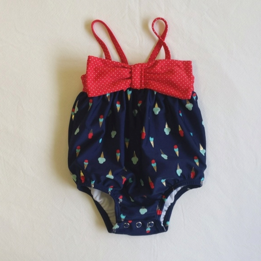 target ice cream print bubble one piece swimsuit 3-6 months baby girl